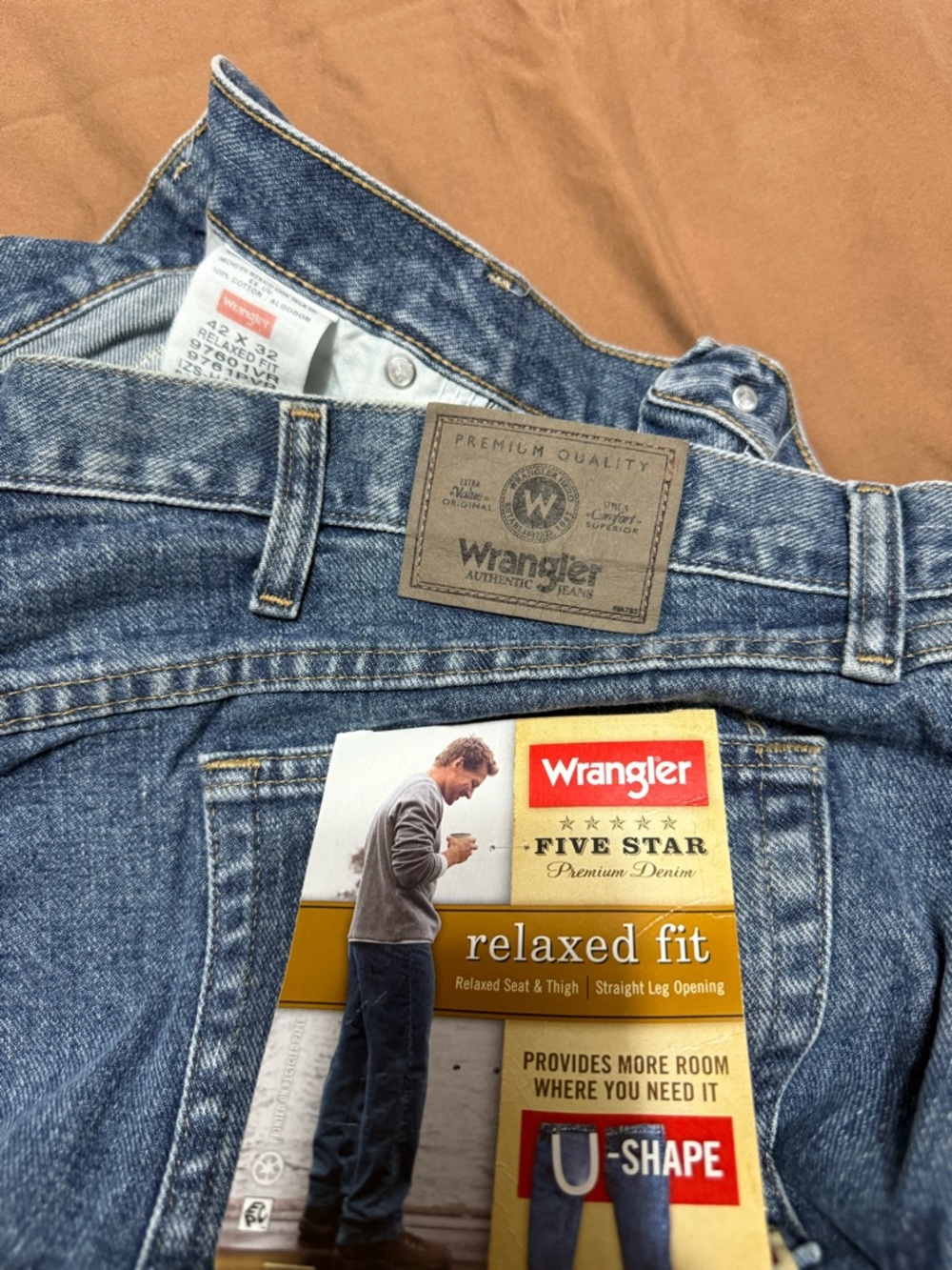 Wrangler Five Star Relaxed Fit Jeans - Blue Denim